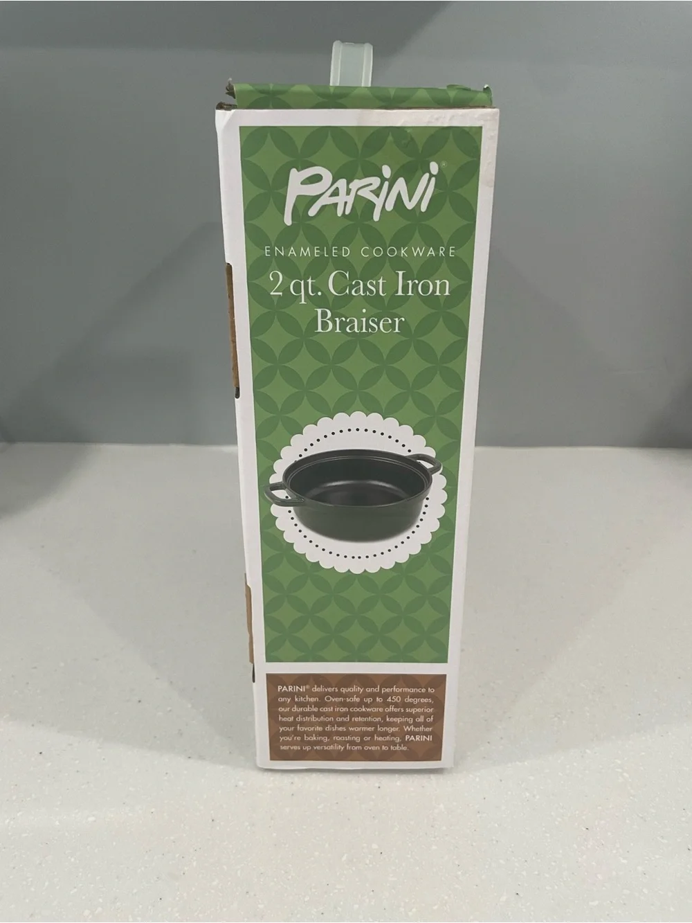 Parini 2 Qt Enameled Cast Iron Braiser Deep Green New in Box